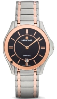 Hanowa Mens 16-5015.12.007 Ascot Collection Rose Gold Accents Black Dial Date Watch